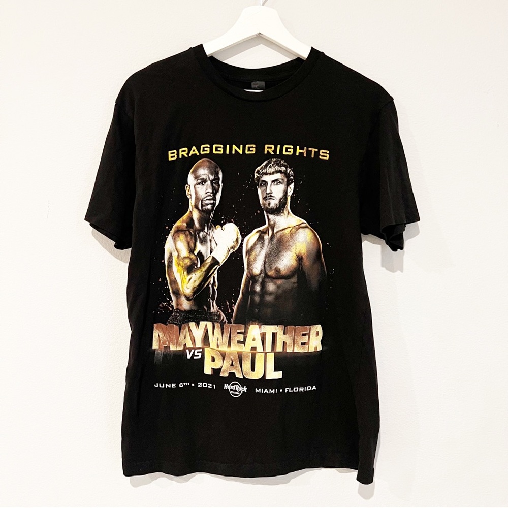 Mayweather Vs Logan Paul Fight T Shirt Hard Rock Stadium 2021 Miami M Black EUC